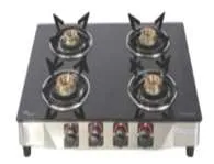 GRANITE 4 BR AUTO Gas Stove Black Toughened Glass 4 Burner Auto Ignition