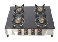 GRANITE 4 BR Gas Stove Black Toughened Glass 4 Burner